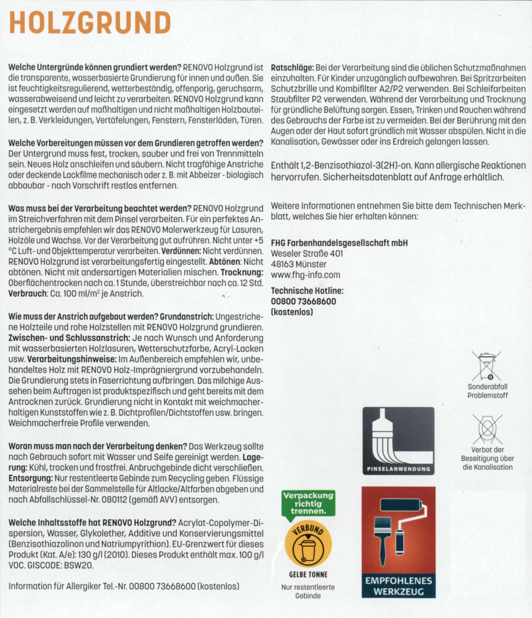 2,5L Renovo Holzgrund auf Wasserbasis, farblos