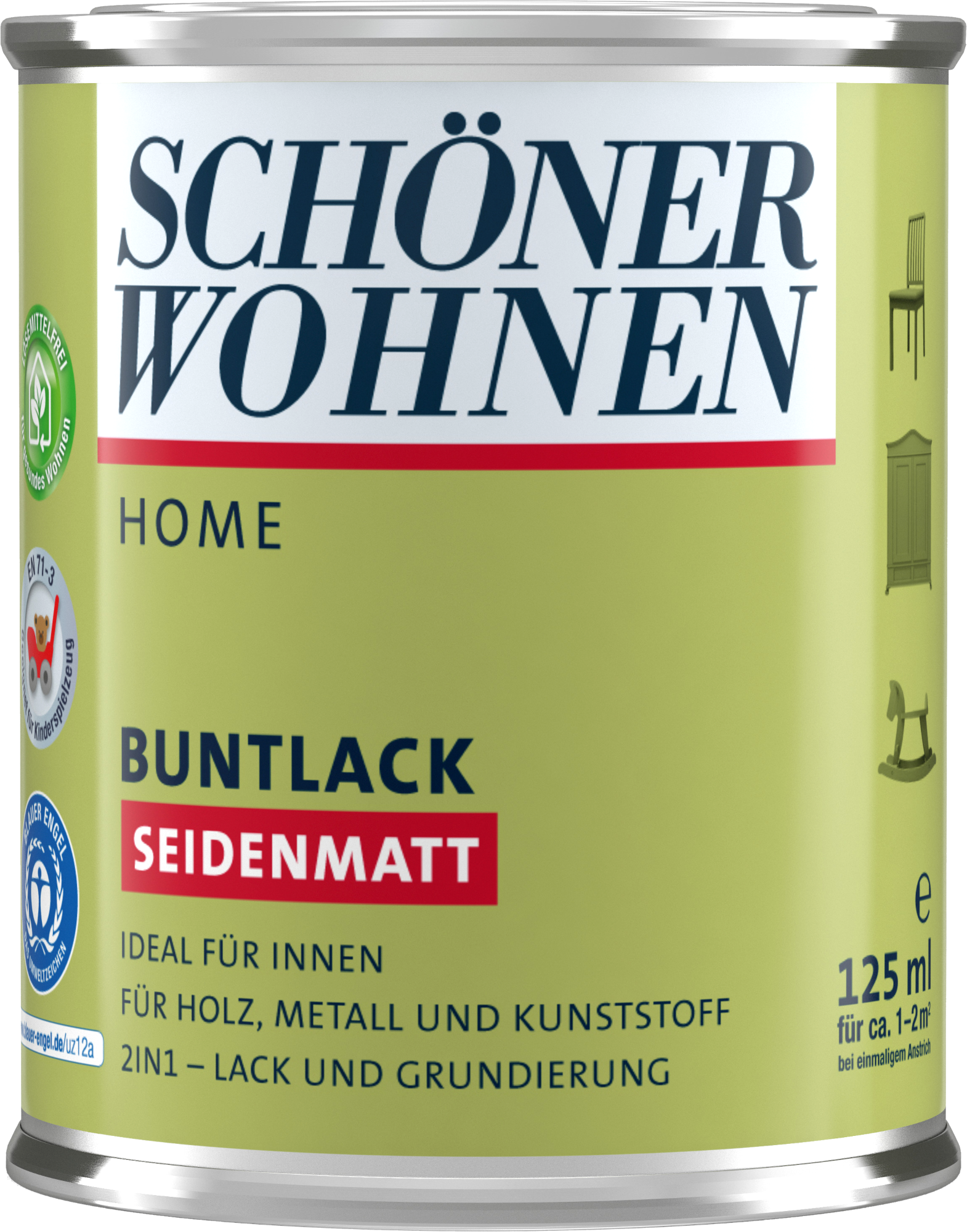 125ml Schöner Wohnen Home Buntlack seidenmatt, 9900 Schwarz