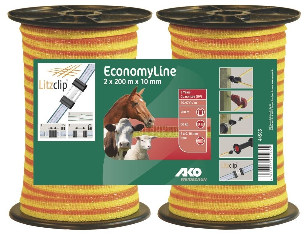 2x200m Economy Line Breitband 10mm, gelb/orange