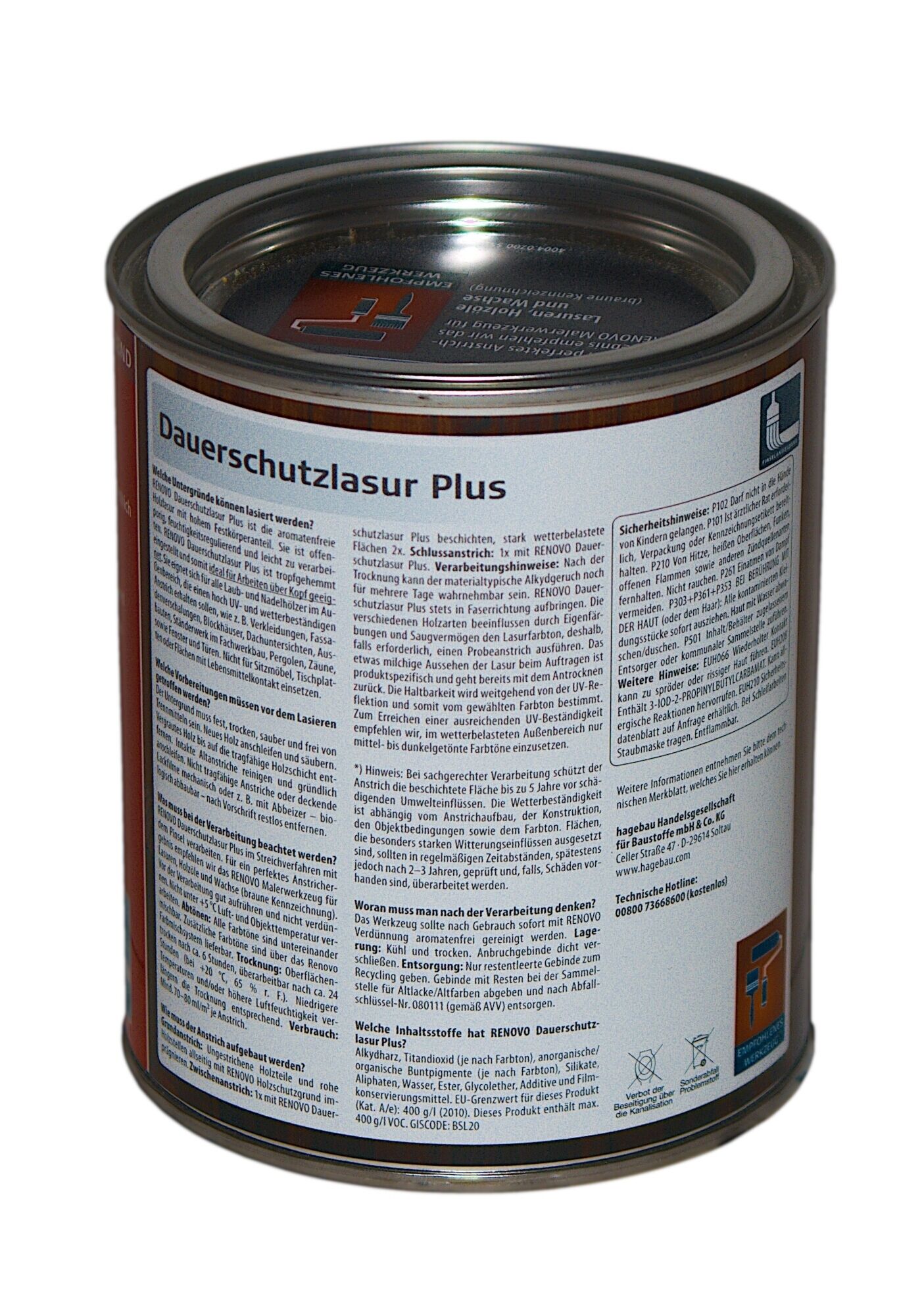 _750ml Renovo Dauerschutzlasur PLUS Nr.1417 Oregon Pine ehemals Kirsche