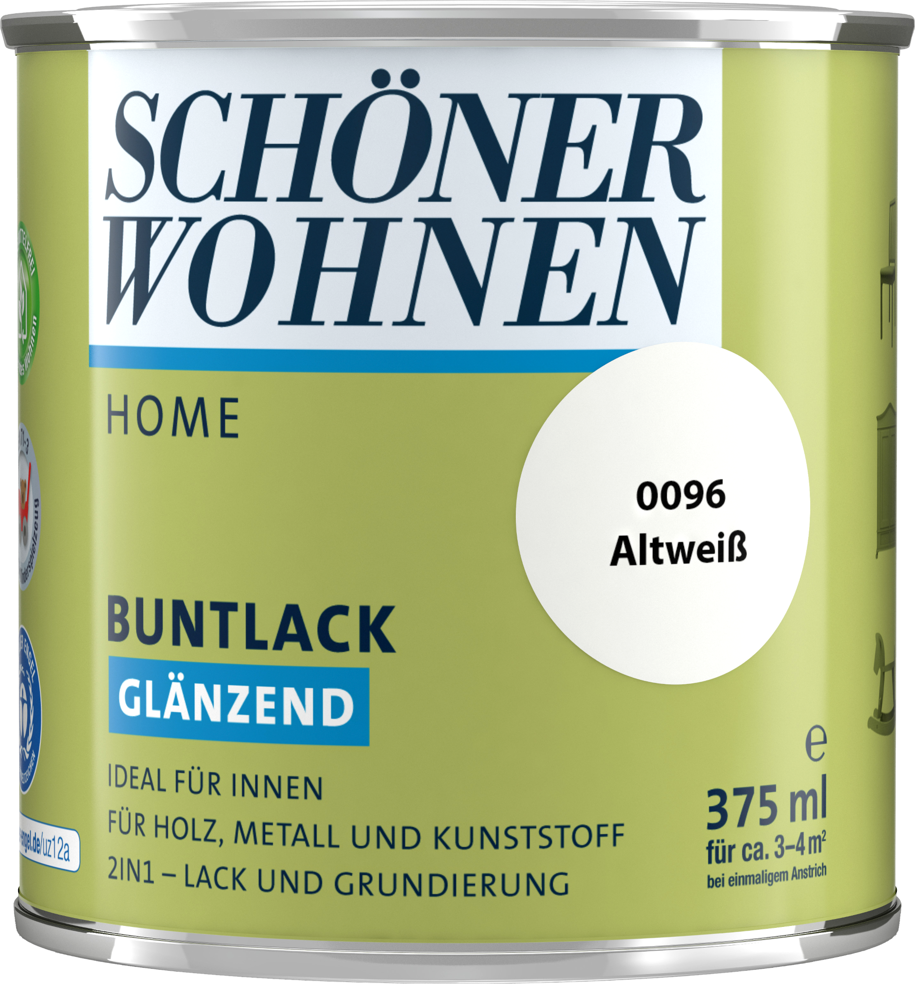 375ml Schöner Wohnen Home Buntlack glänzend, 0096 Altweiß