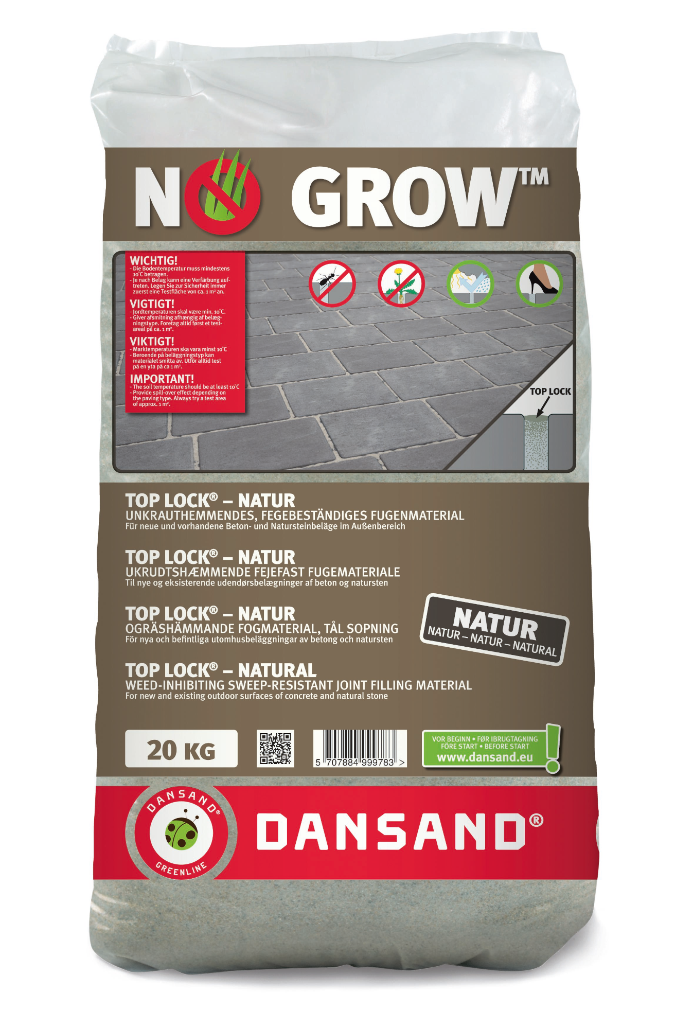 20kg Dansand® TopLock No Grow Hell / Natur Pflasterfugenmörtel