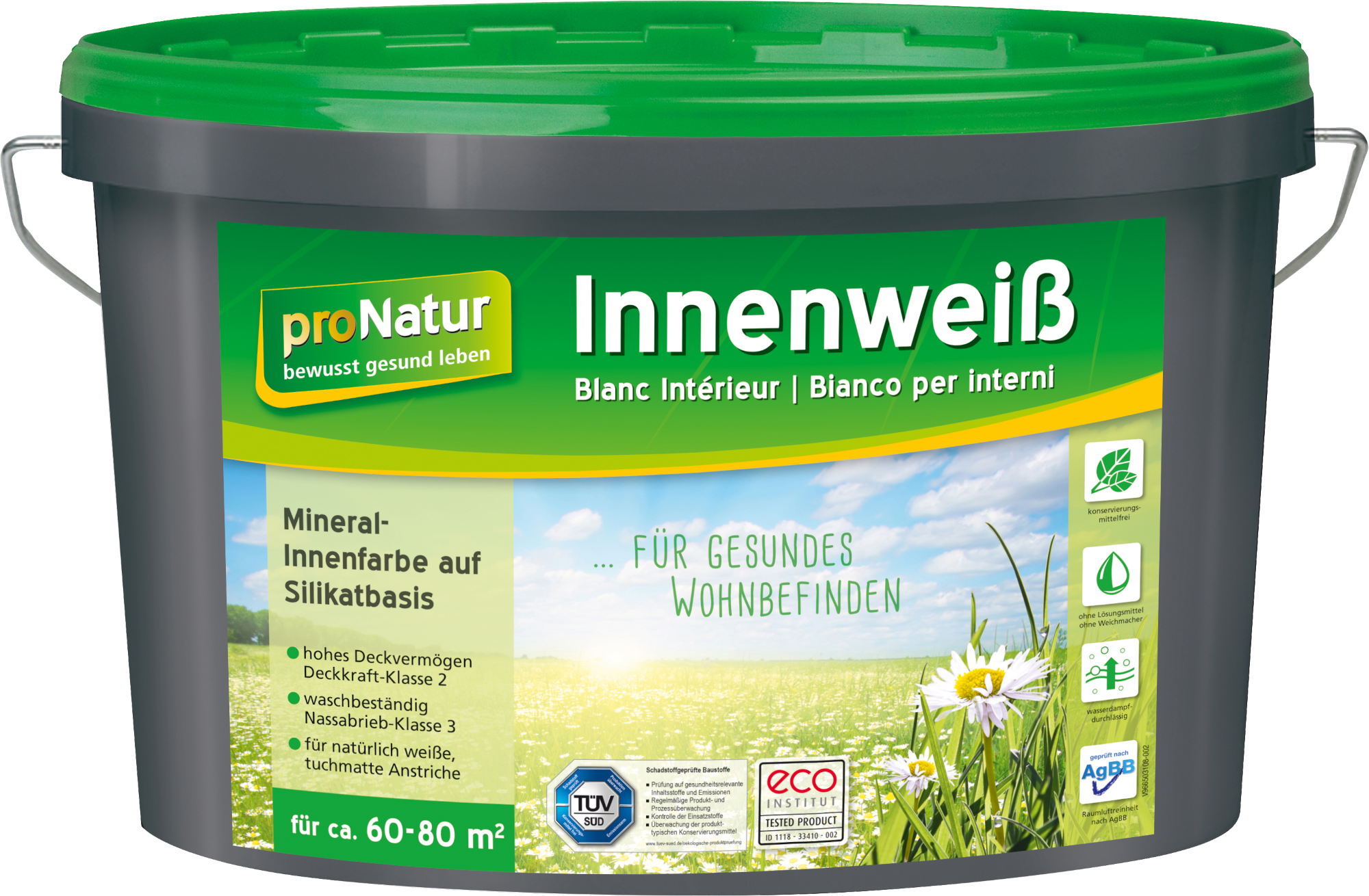 10L pronatur Innenweiß Silikatfarbe Weiß