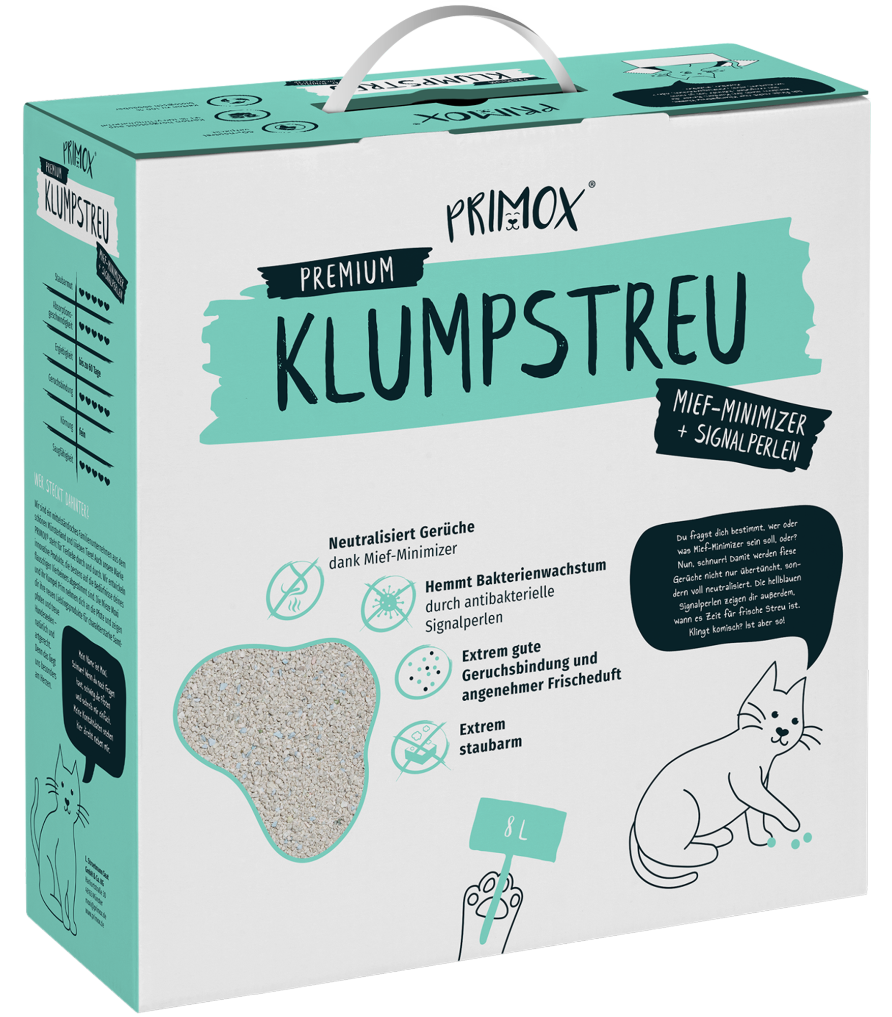 8L Primox Premium Katzenstreu Mief-Minimizer + Signalperlen