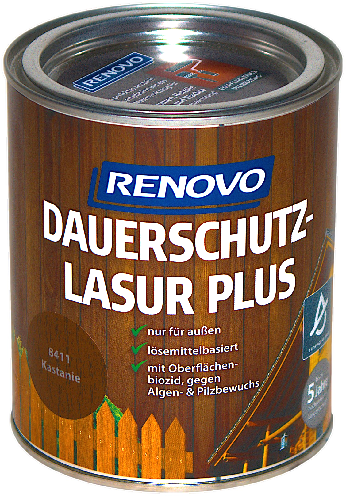 _750ml Renovo Dauerschutzlasur PLUS Nr.8411 Kastanie