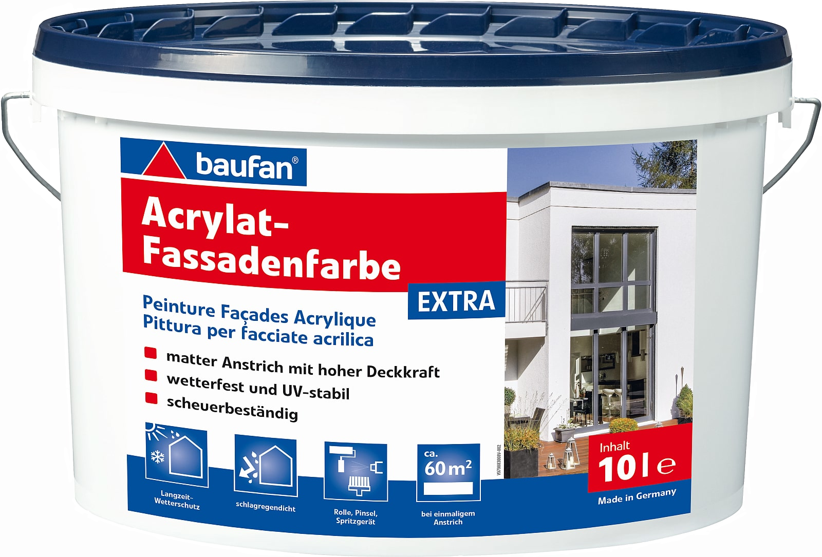 10 L Baufan Acrylat Fassadenfarbe EXTRA weiß