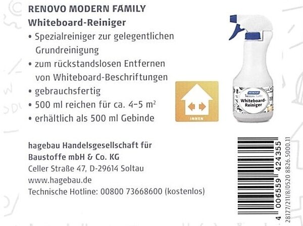 500ml Renovo Whiteboard-Reiniger