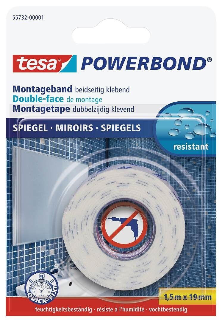 tesa Powerbond® Montageband SPIEGEL, 1,5m x19mm