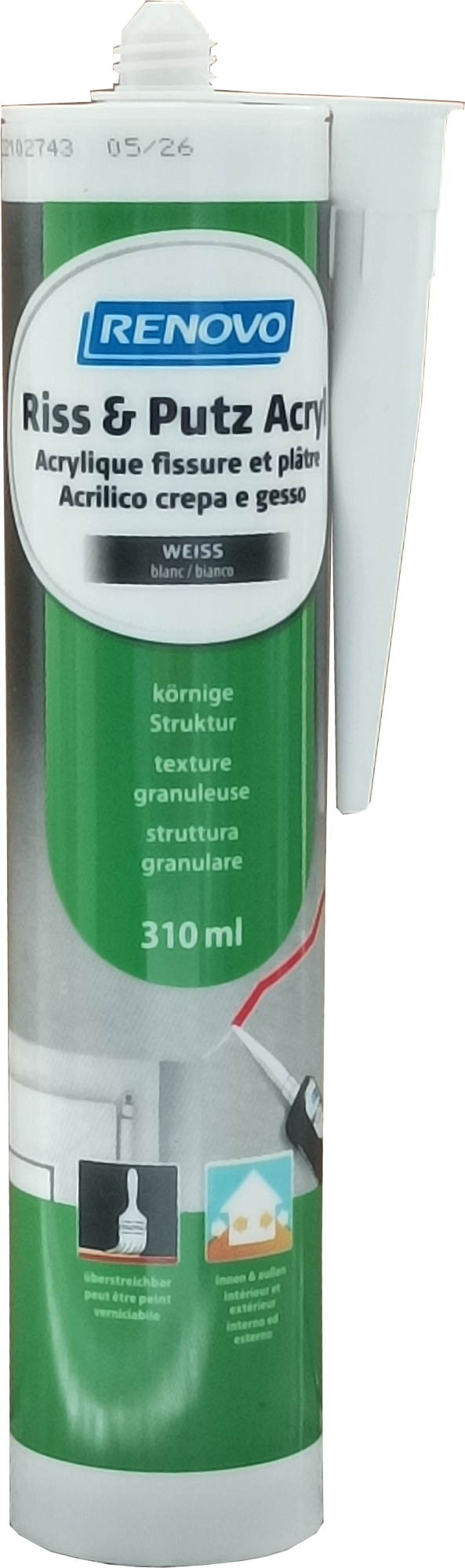 310ml Renovo Riss & Putz Acryl mit körniger Struktur