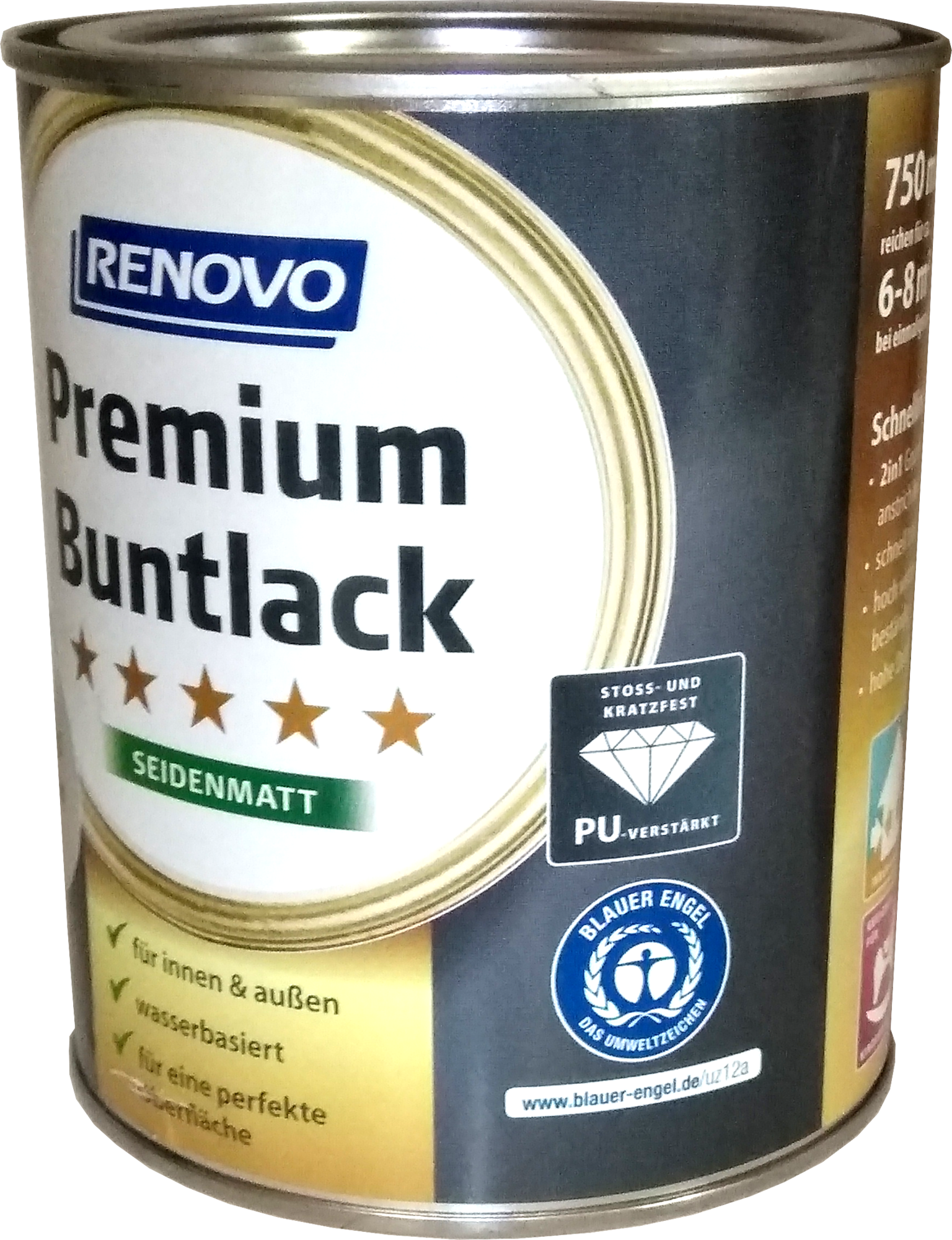 750ml Renovo Premium Buntlack seidenmatt RAL7035 Lichtgrau