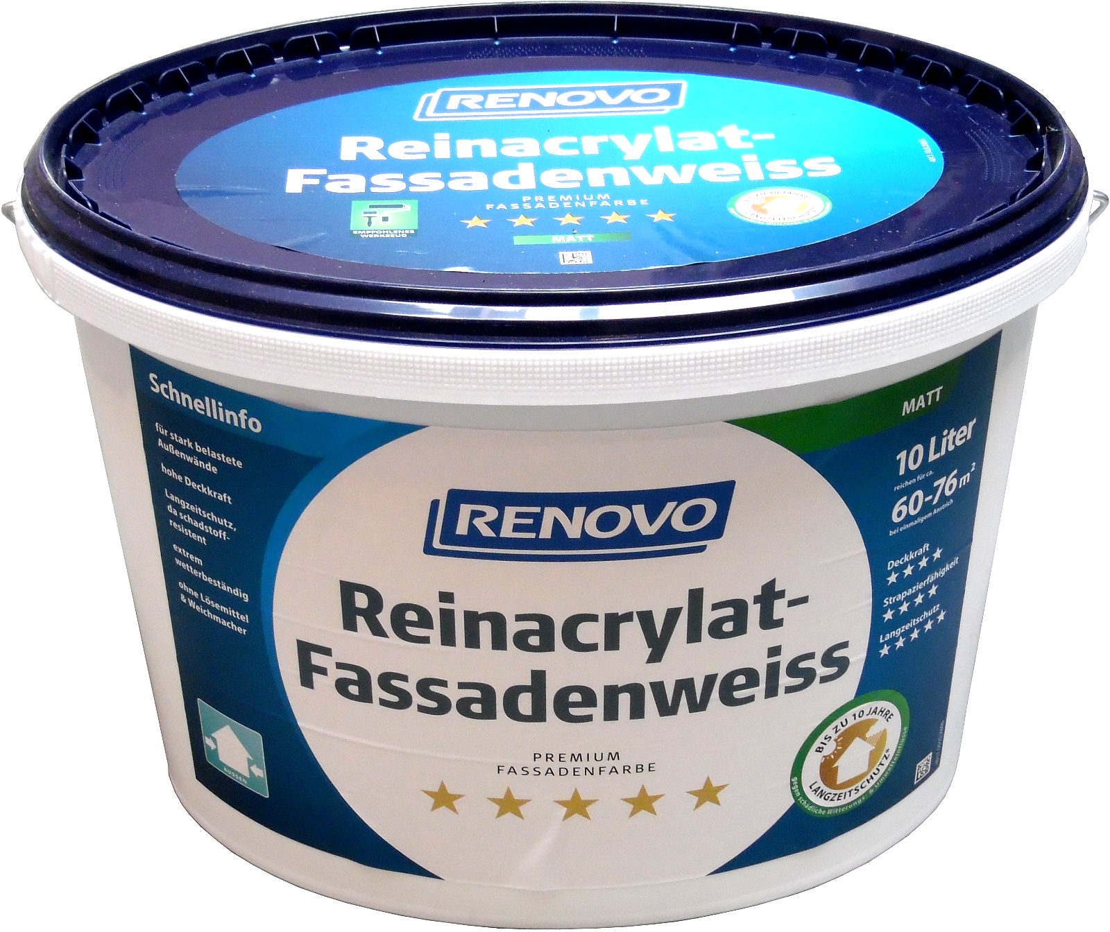 10 Liter Renovo Reinacrylat Fassadenweiss Matt