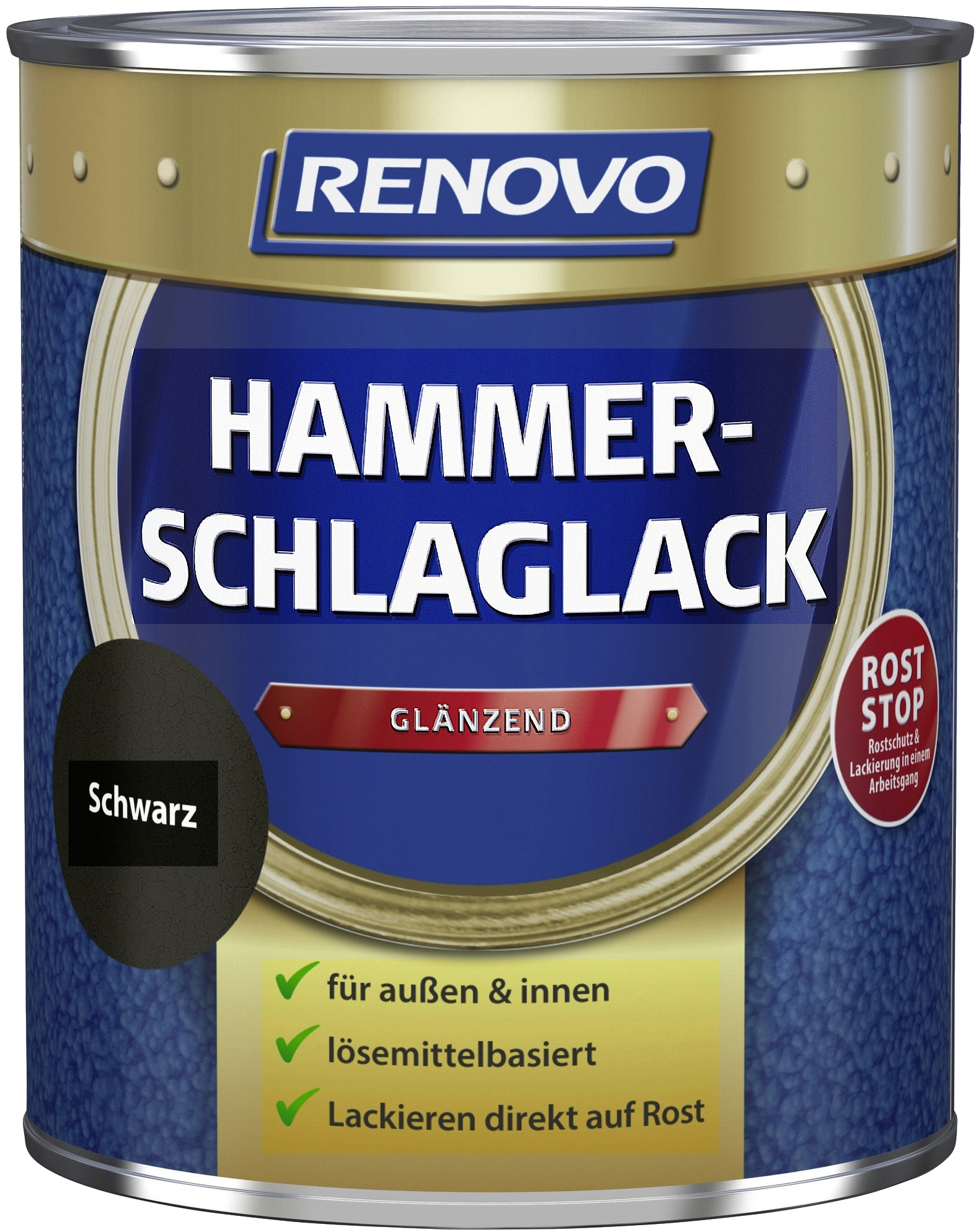 250ml Renovo Hammerschlaglack glänzend schwarz