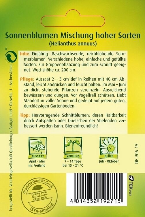 Sonnenblumen Mischung hoher Sorten