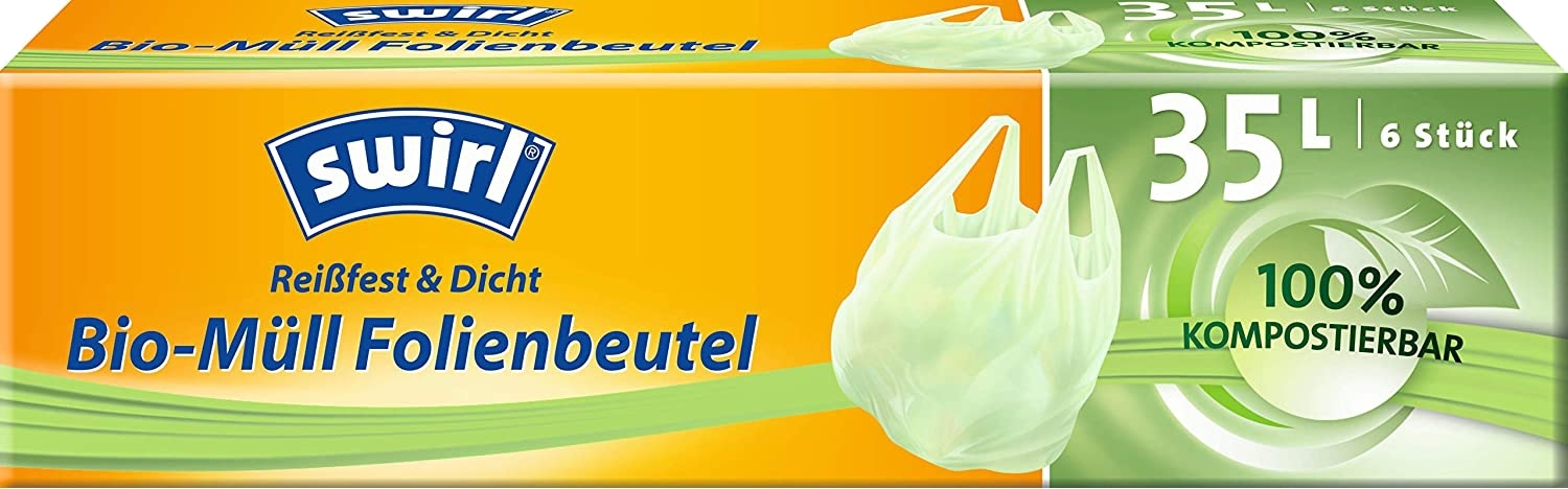 Swirl 35 Liter BIO Müll-Folienbeutel mitTragegriff (6/Rolle)