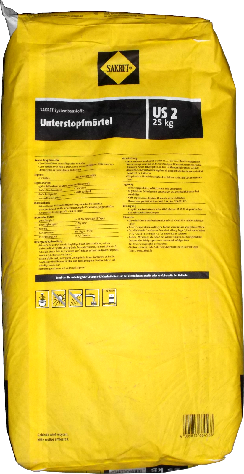 25kg Sakret Unterstopfmörtel US2 Quellmörtel