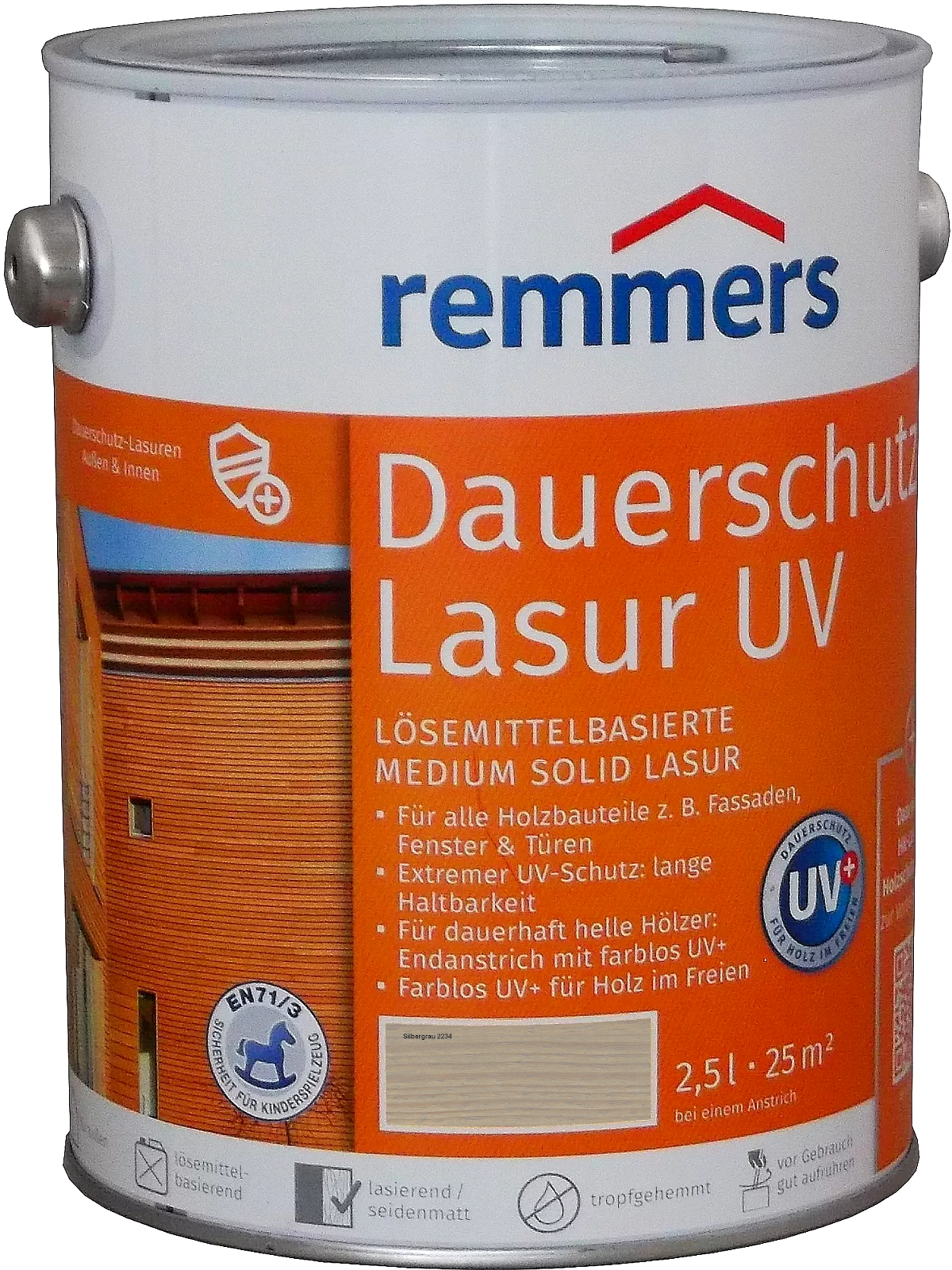 2,5 Liter Remmers Dauerschutz-Lasur UV Silbergrau
