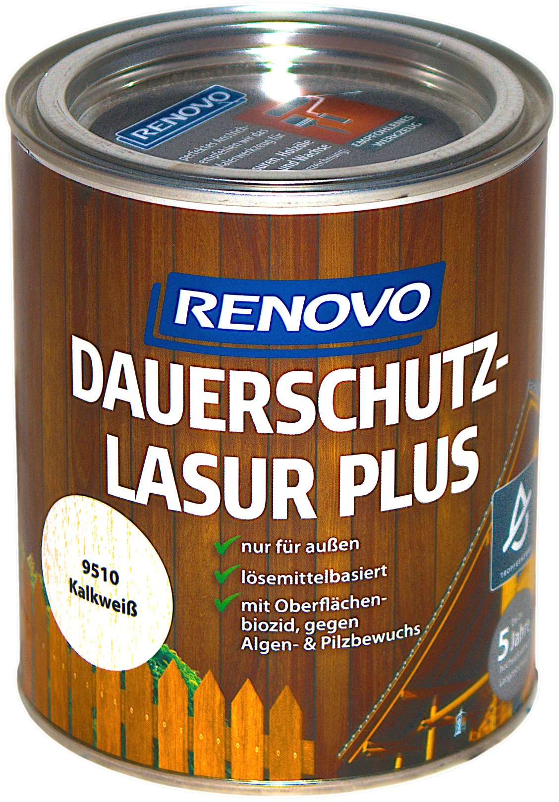 _750ml Renovo Dauerschutzlasur PLUS Nr.9510 Kalkweiss