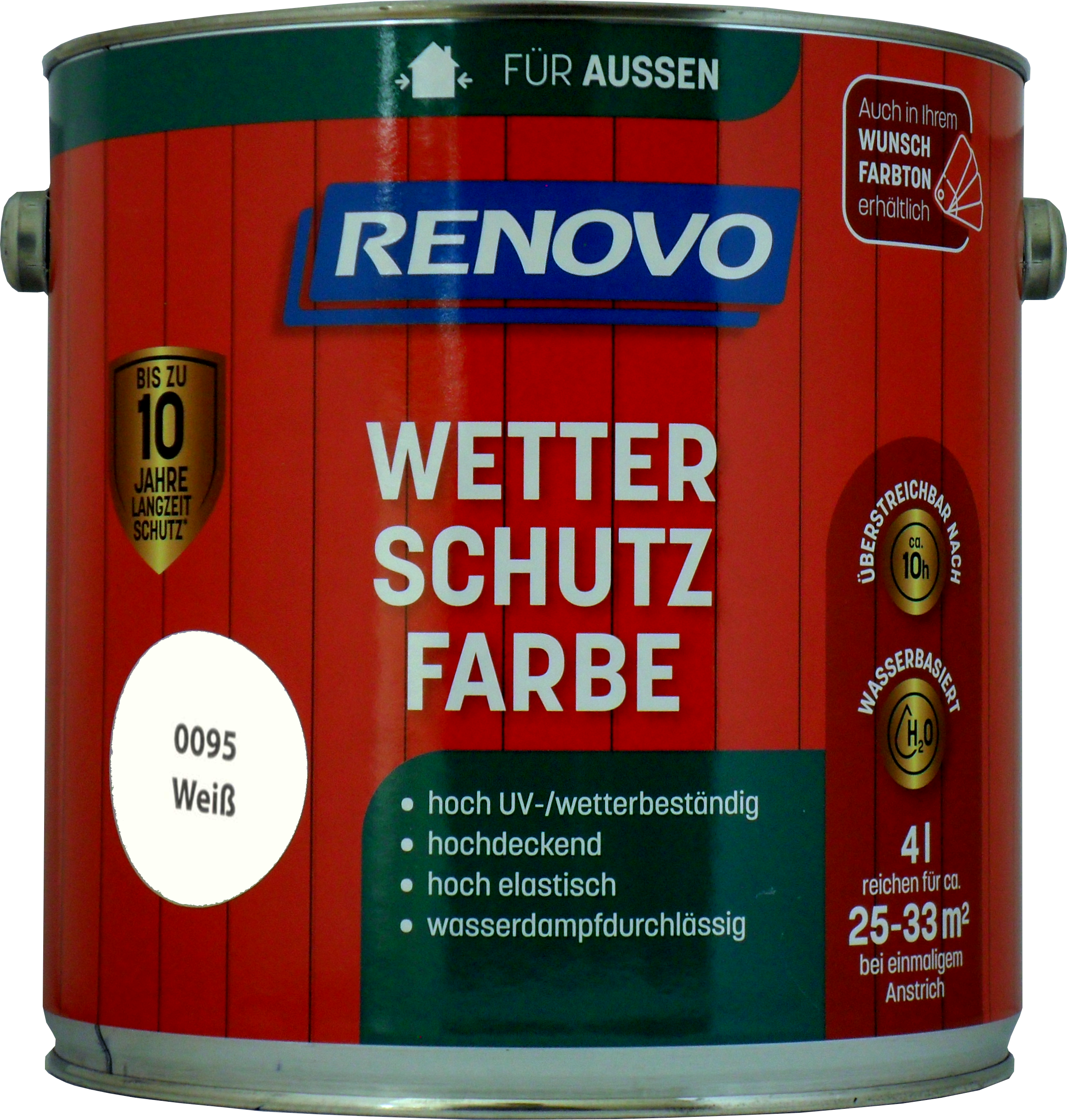 4 L Renovo Wetterschutzfarbe Nr.0095 weiss