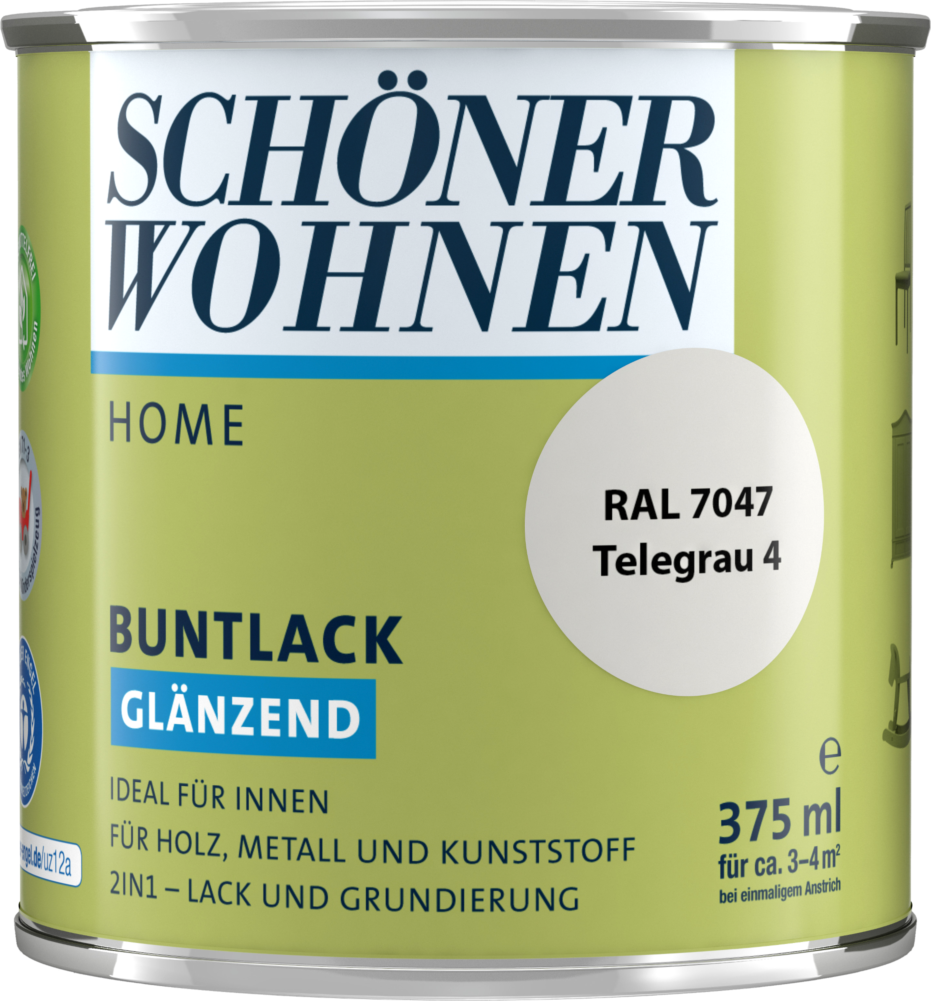 375ml Schöner Wohnen Home Buntlack glänzend, RAL 7047 Telegrau 4