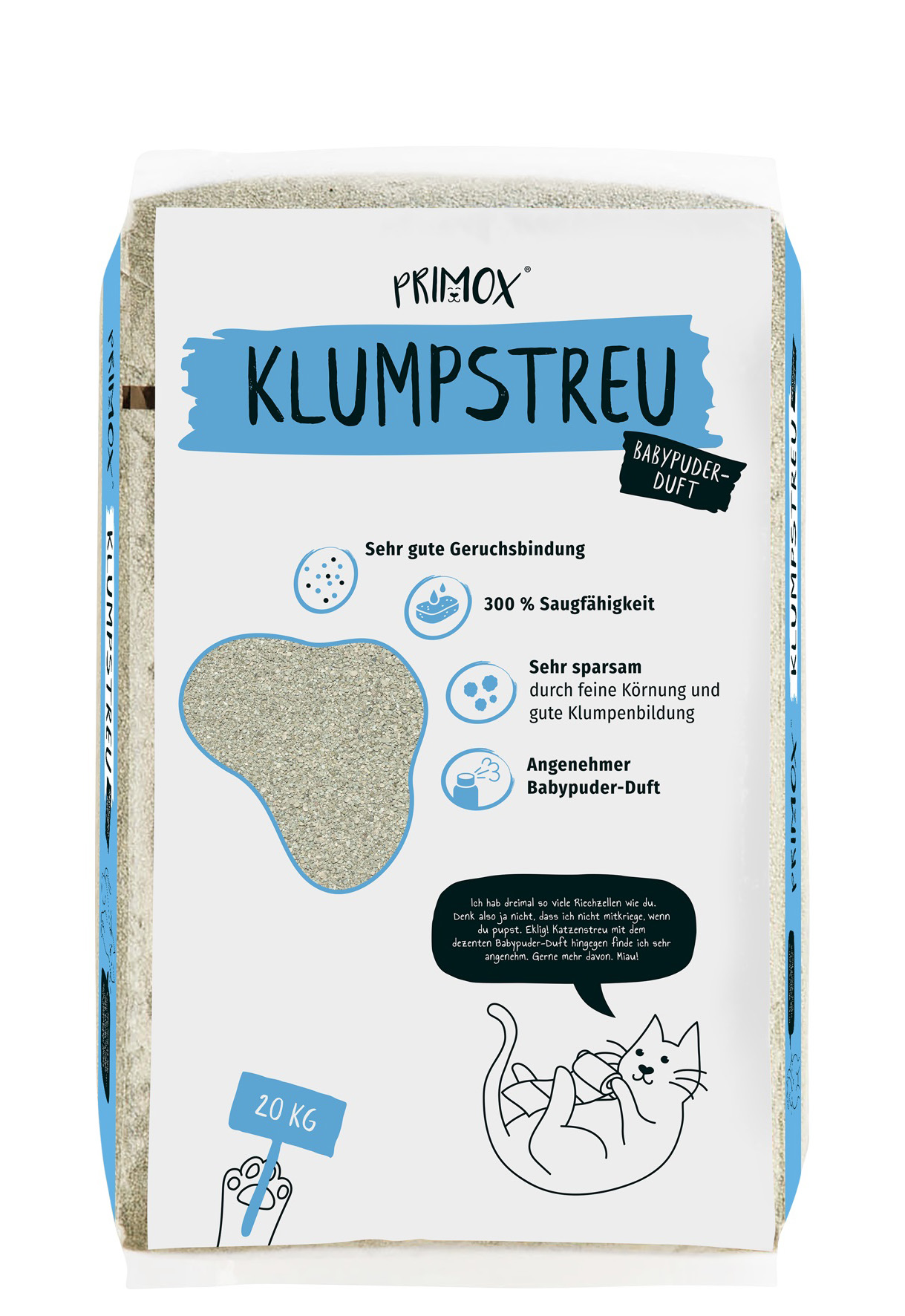 20kg Primox Katzenstreu Babypuderduft