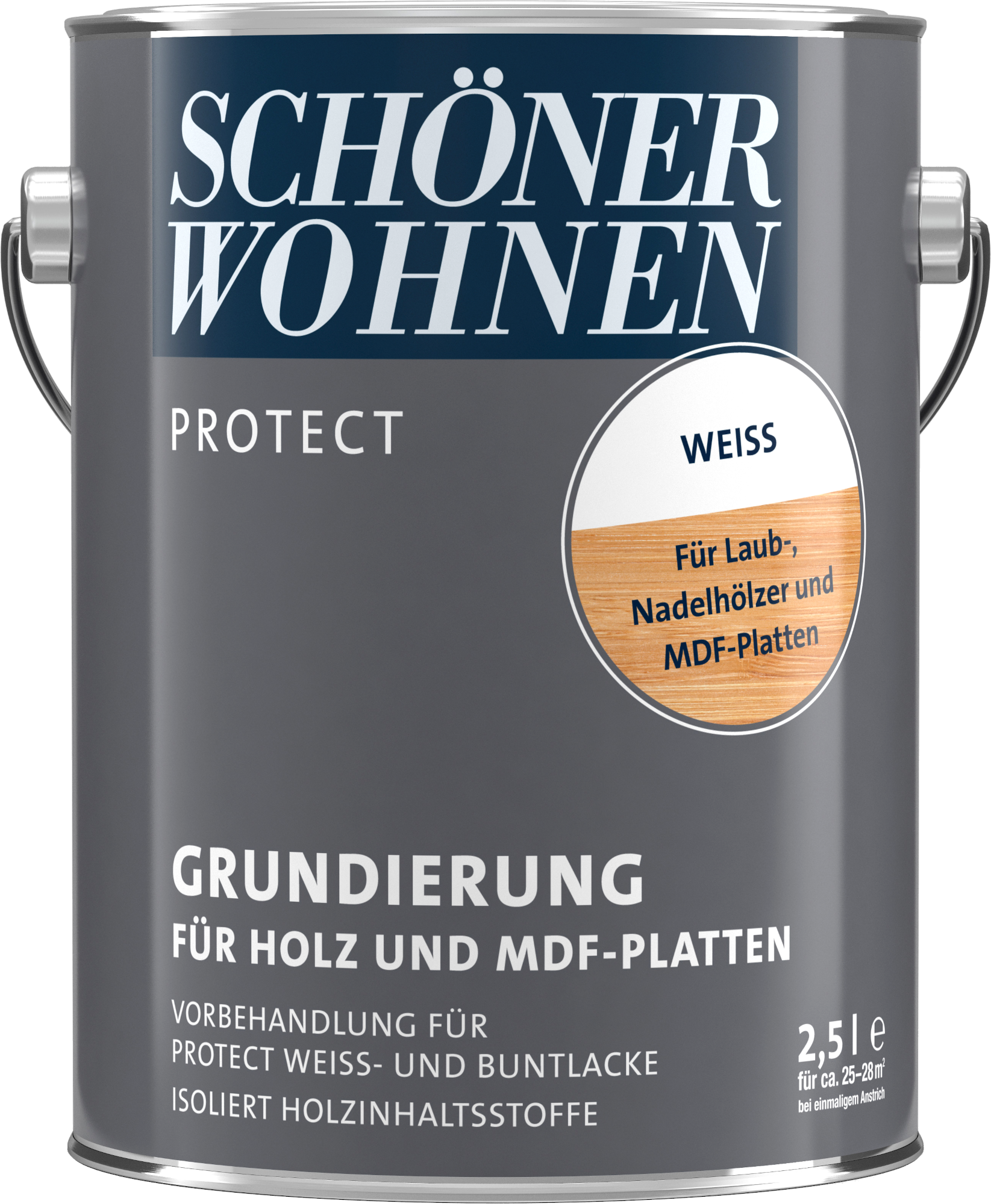 2,5L Schöner Wohnen Protect Grundierung für Holz und MDF-Platten weiss