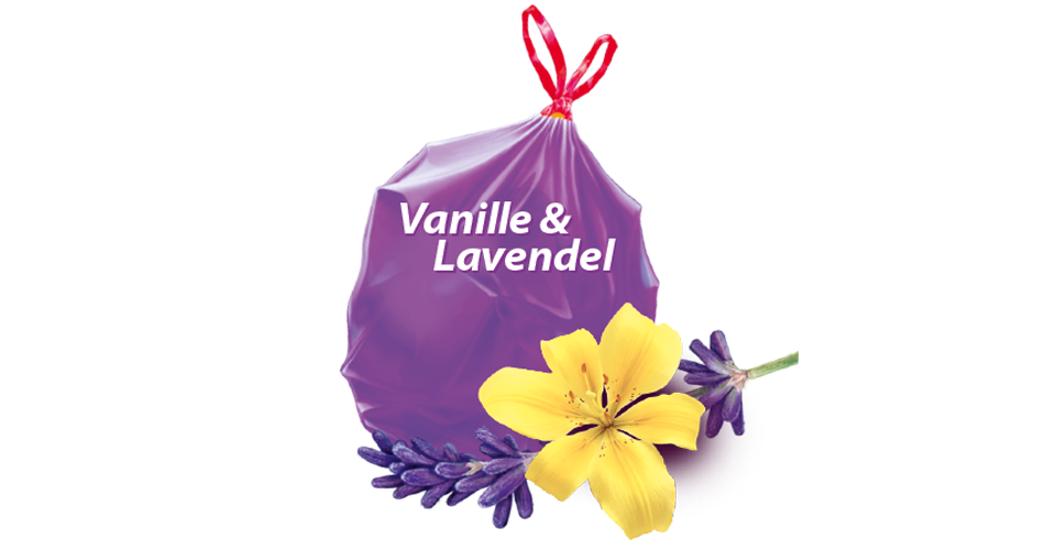 Swirl 35 Liter DUFT-Müllbeutel Vanille-Lavendel, (9/Rolle), 55x63cm