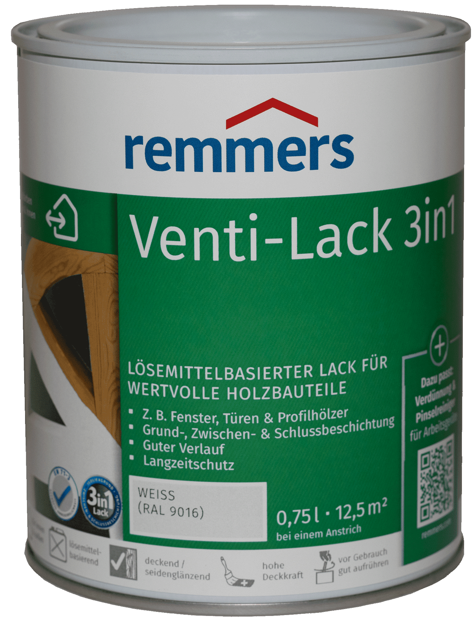 750ml Remmers Venti-Decklack 3in1 weiß RAL9016