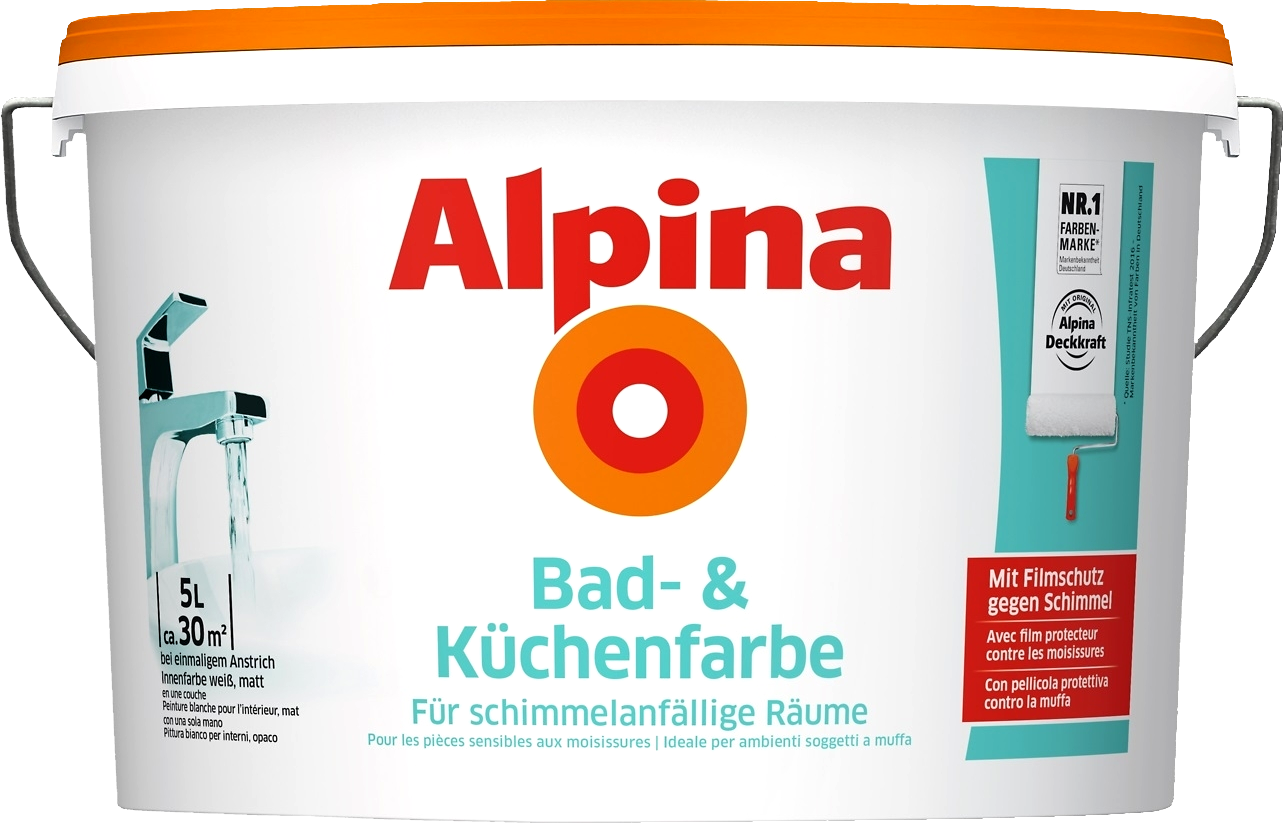 5L ALPINA Bad- und Küchenfarbe, weiß matt
