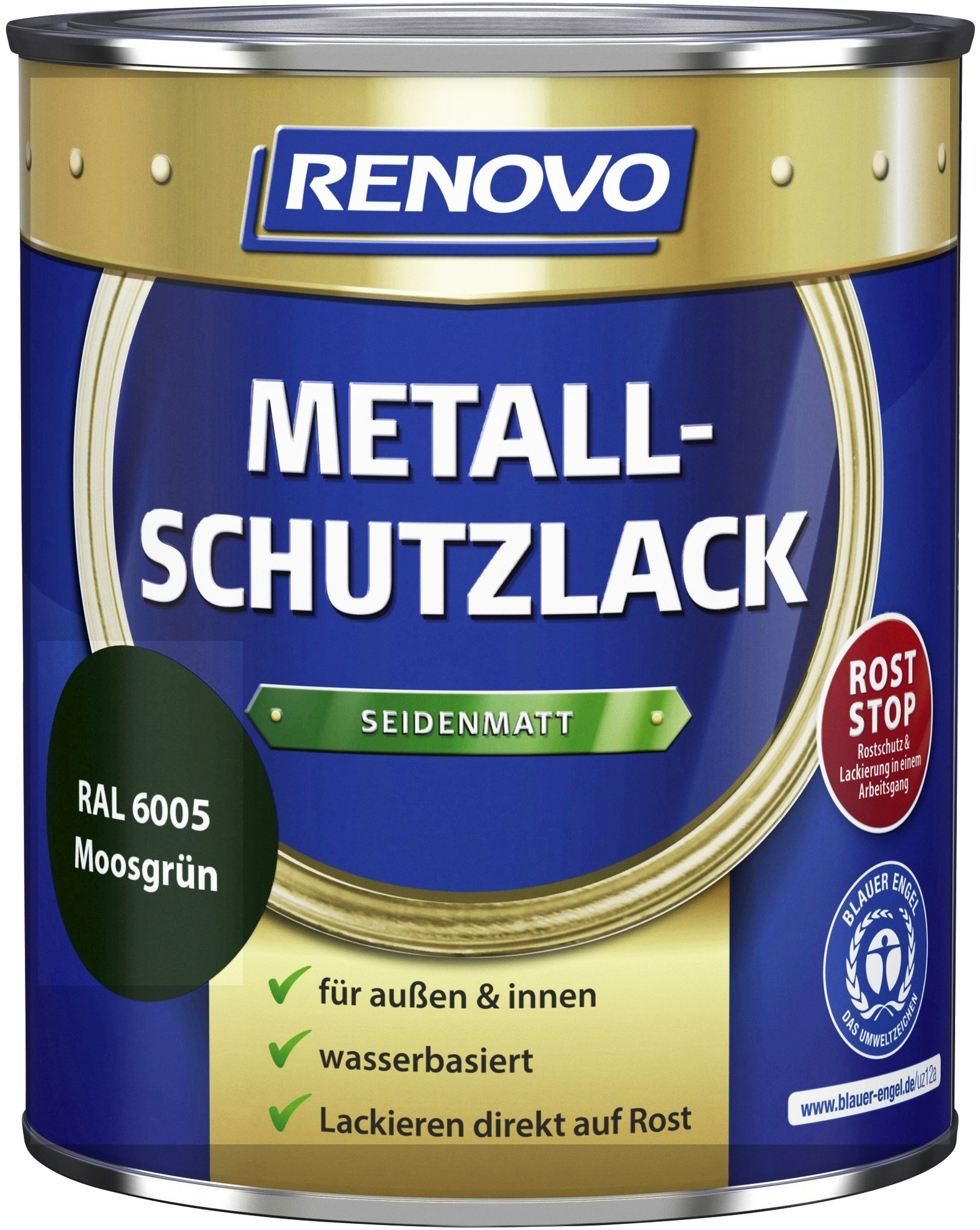 750ml Renovo Metallschutzlack sdm Moosgrün 6005