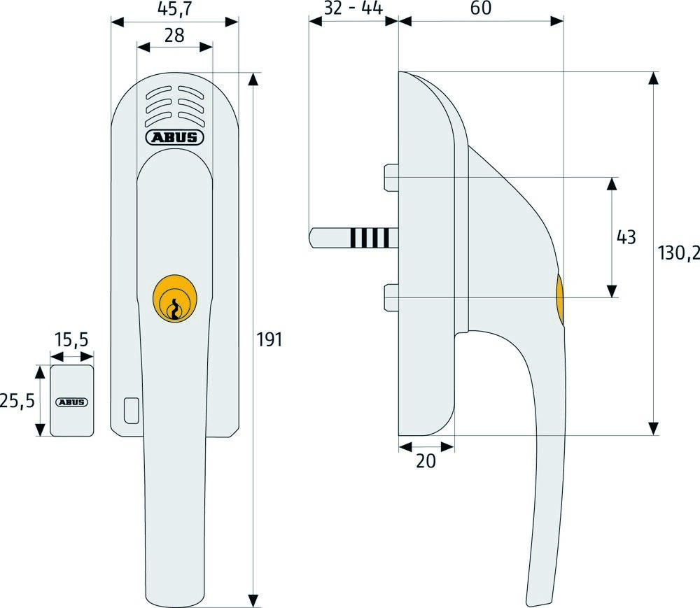 ABUS Abschließbarer Fenstergriff FG300A weiss