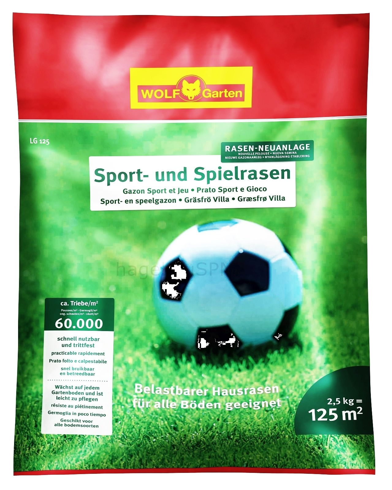 2,5kg LG 125 Sport und Spielrasen Wolf - Garten