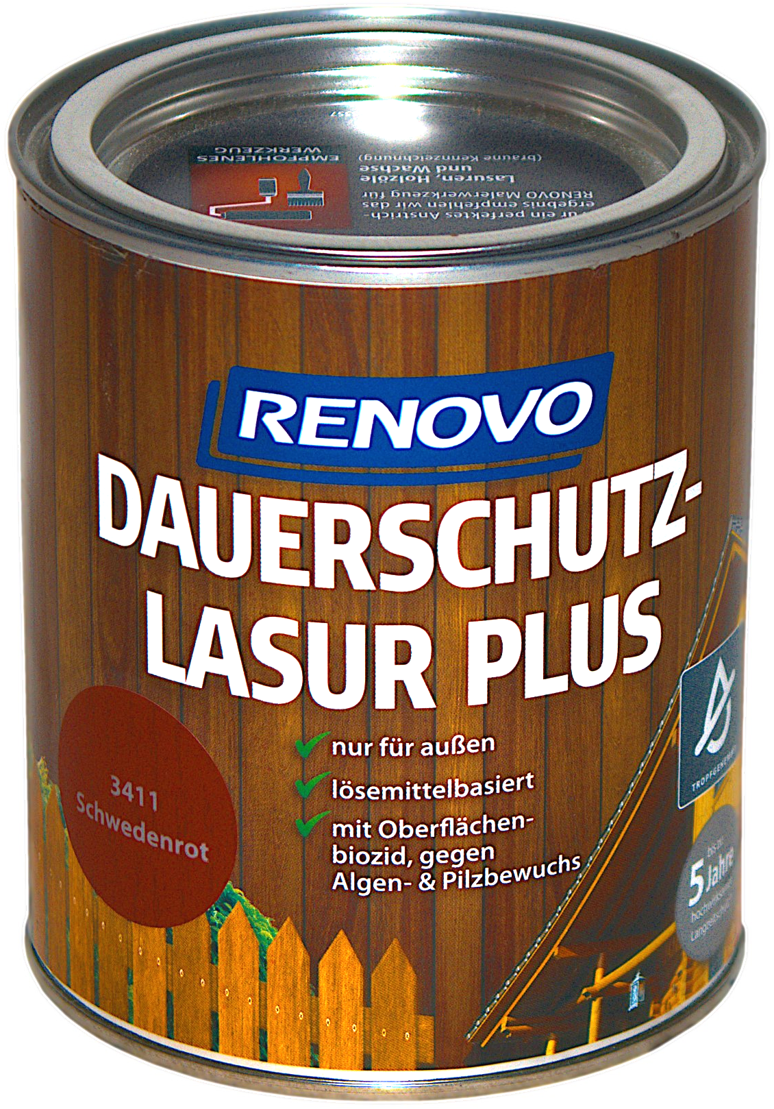 750ml Renovo Dauerschutzlasur PLUS Nr.3411 Schwedenrot