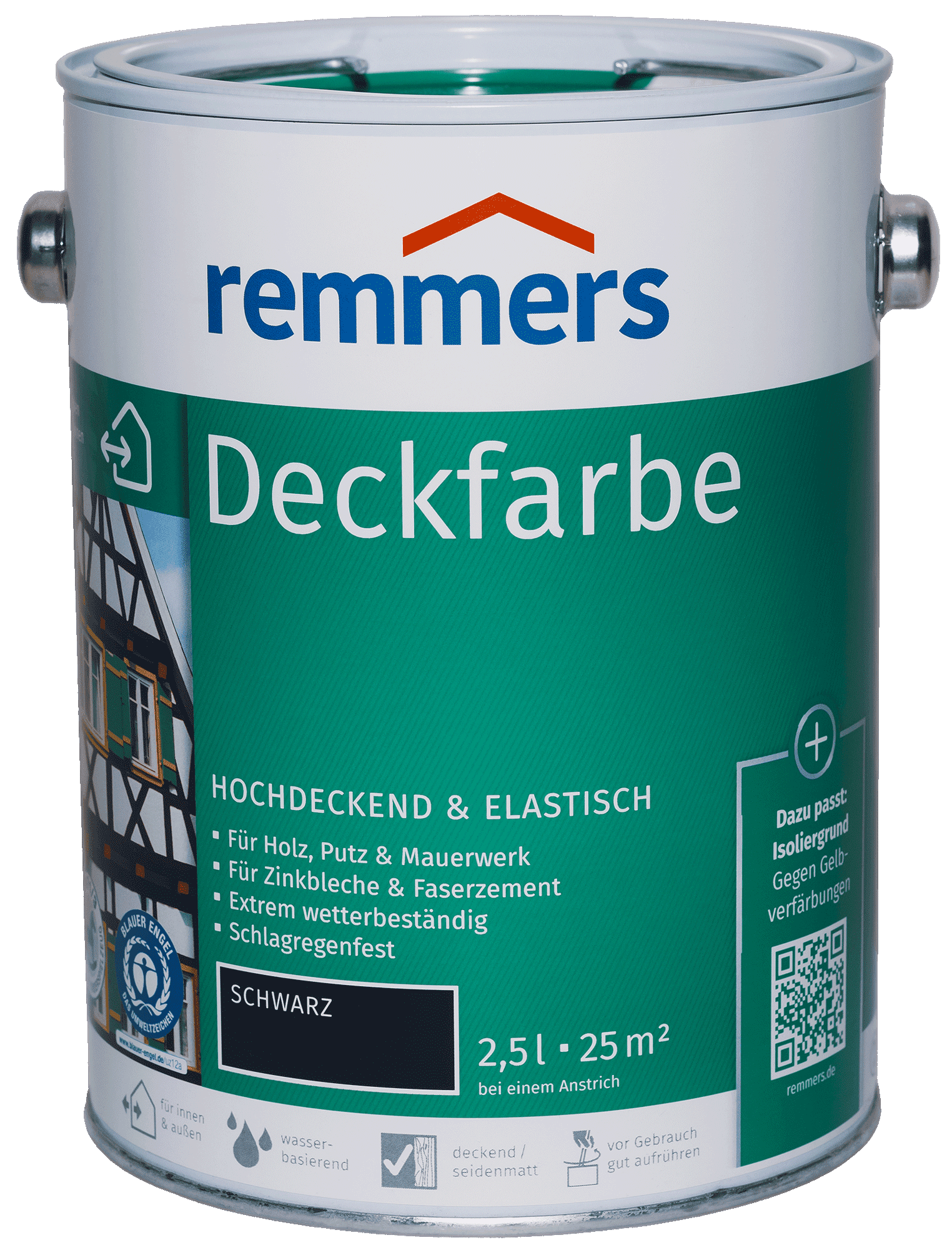 2,5L Remmers Deckfarbe Schwarz