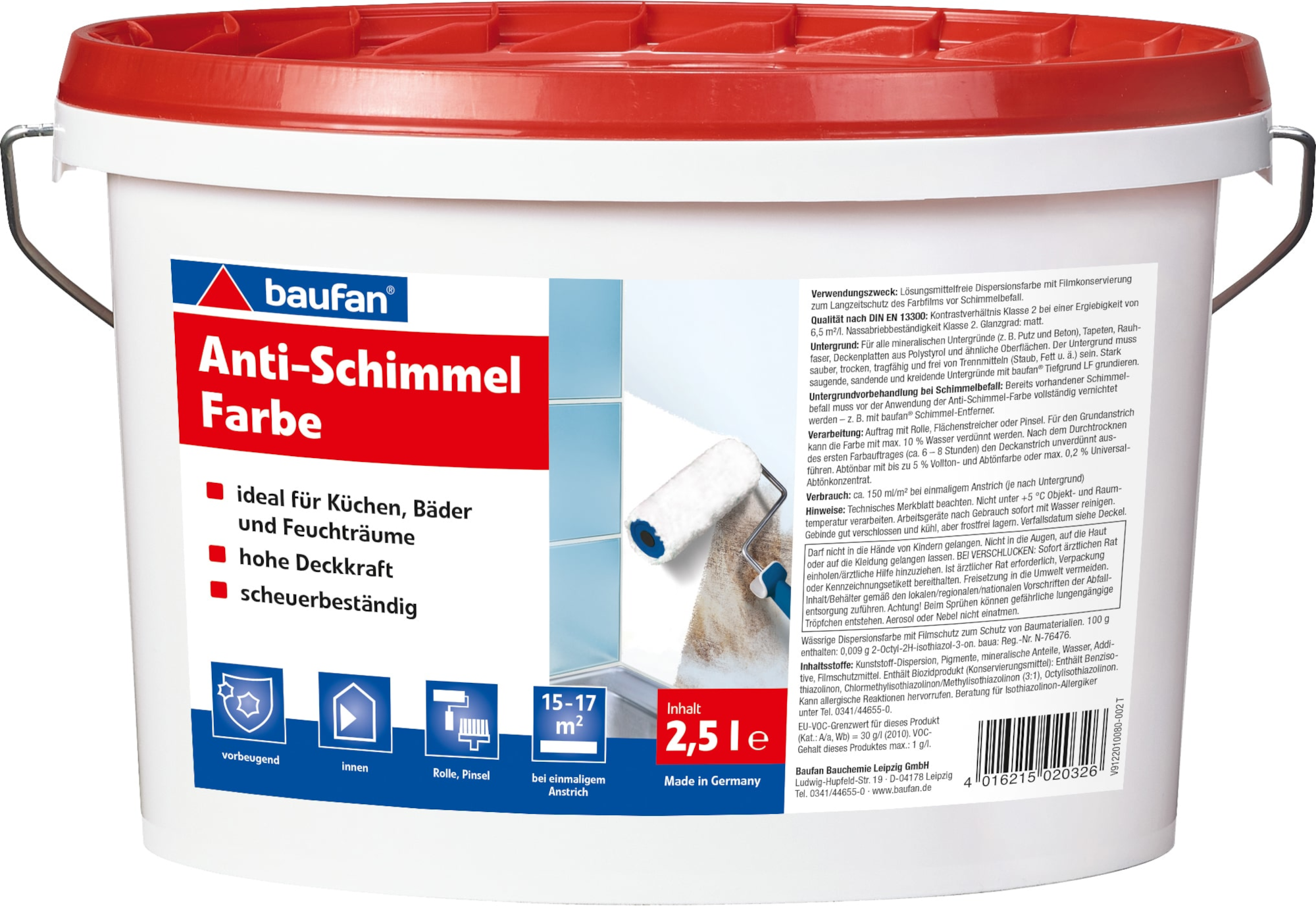 2,5 Liter Baufan Anti-Schimmelfarbe