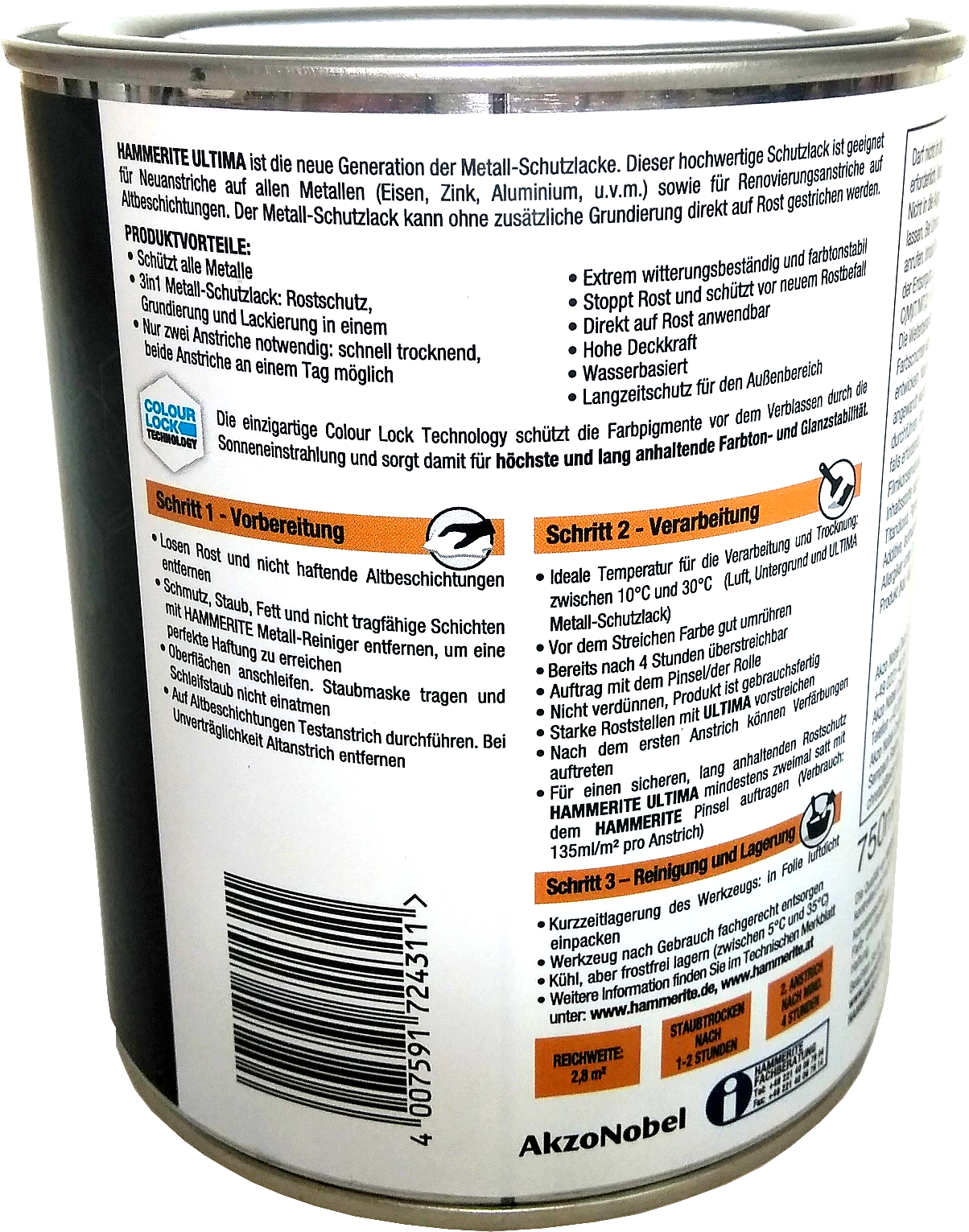 750ml Hammerite ULTIMA MSL glänzend Rubinrot