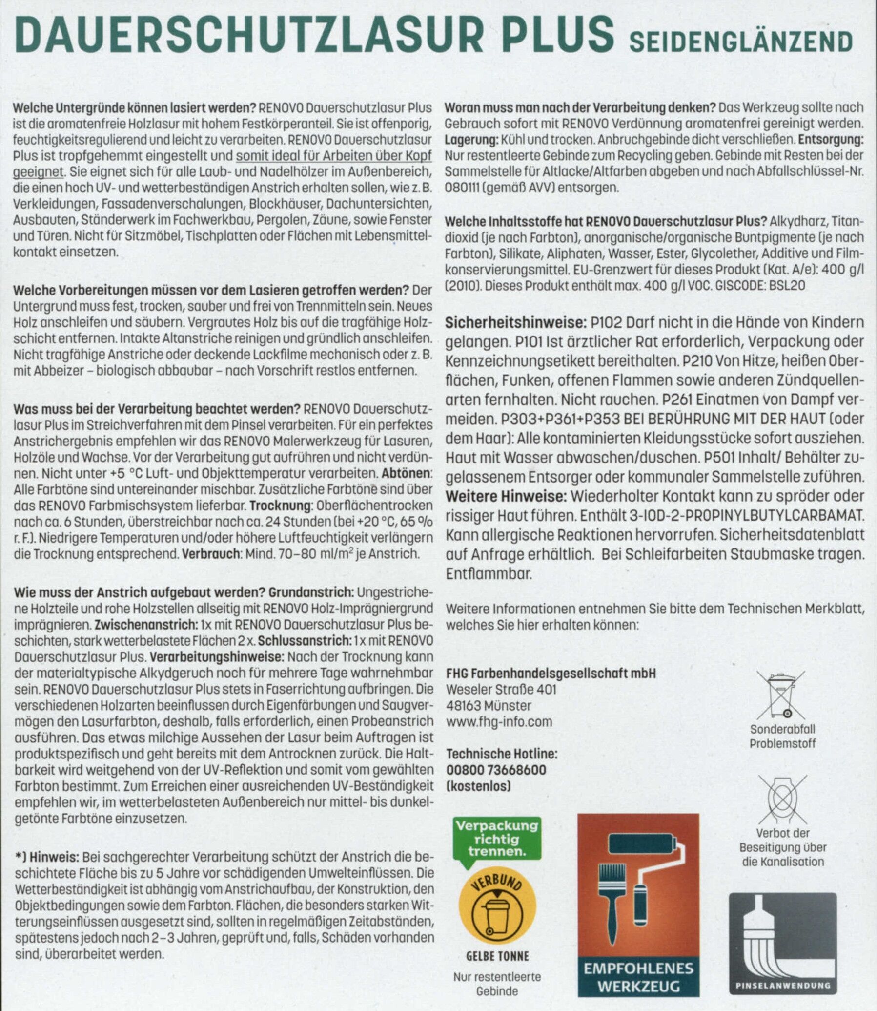 750ml Renovo Dauerschutzlasur PLUS Nr.3411 Schwedenrot