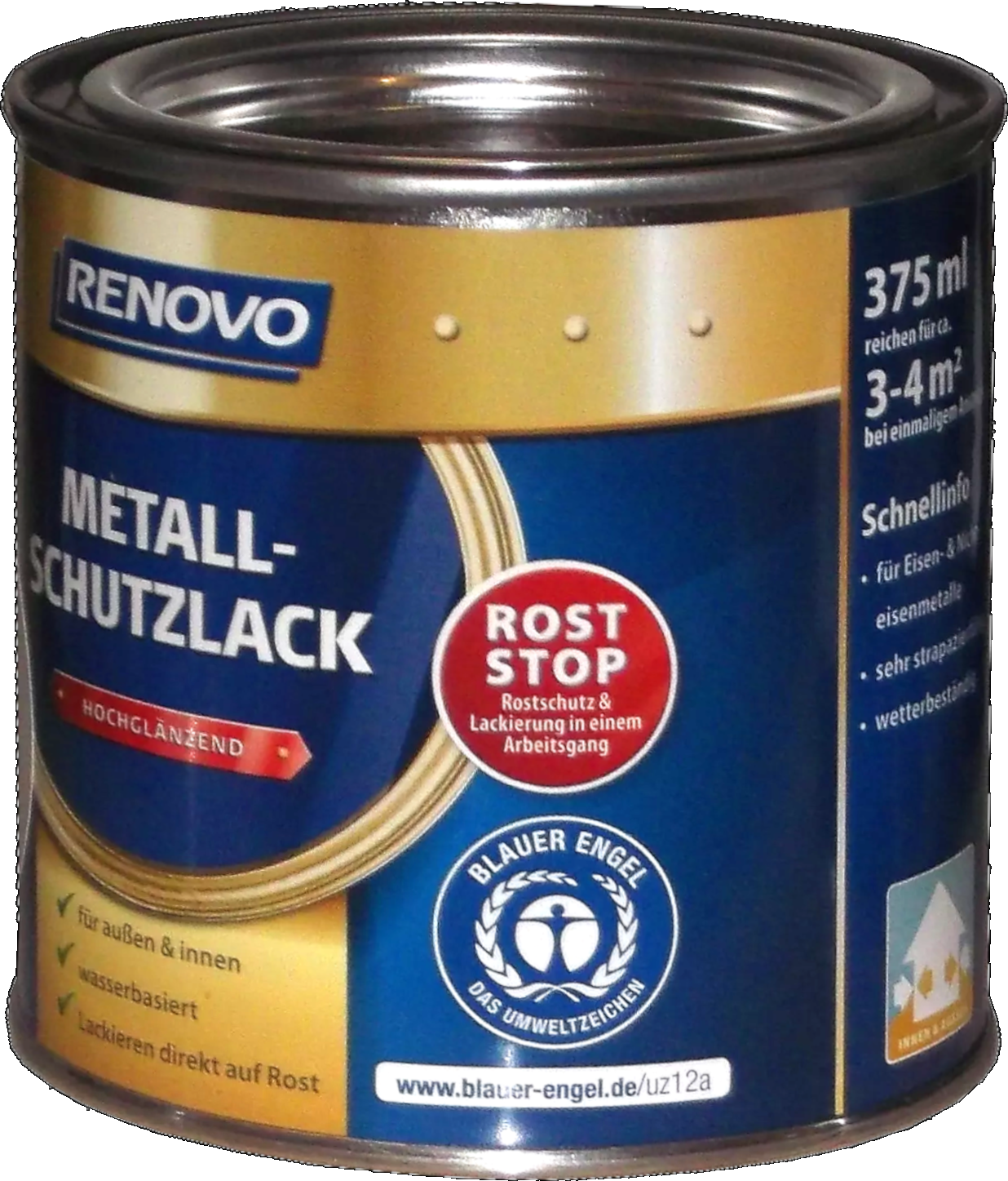 375ml Renovo Metallschutzlack hochglänzend Weiss