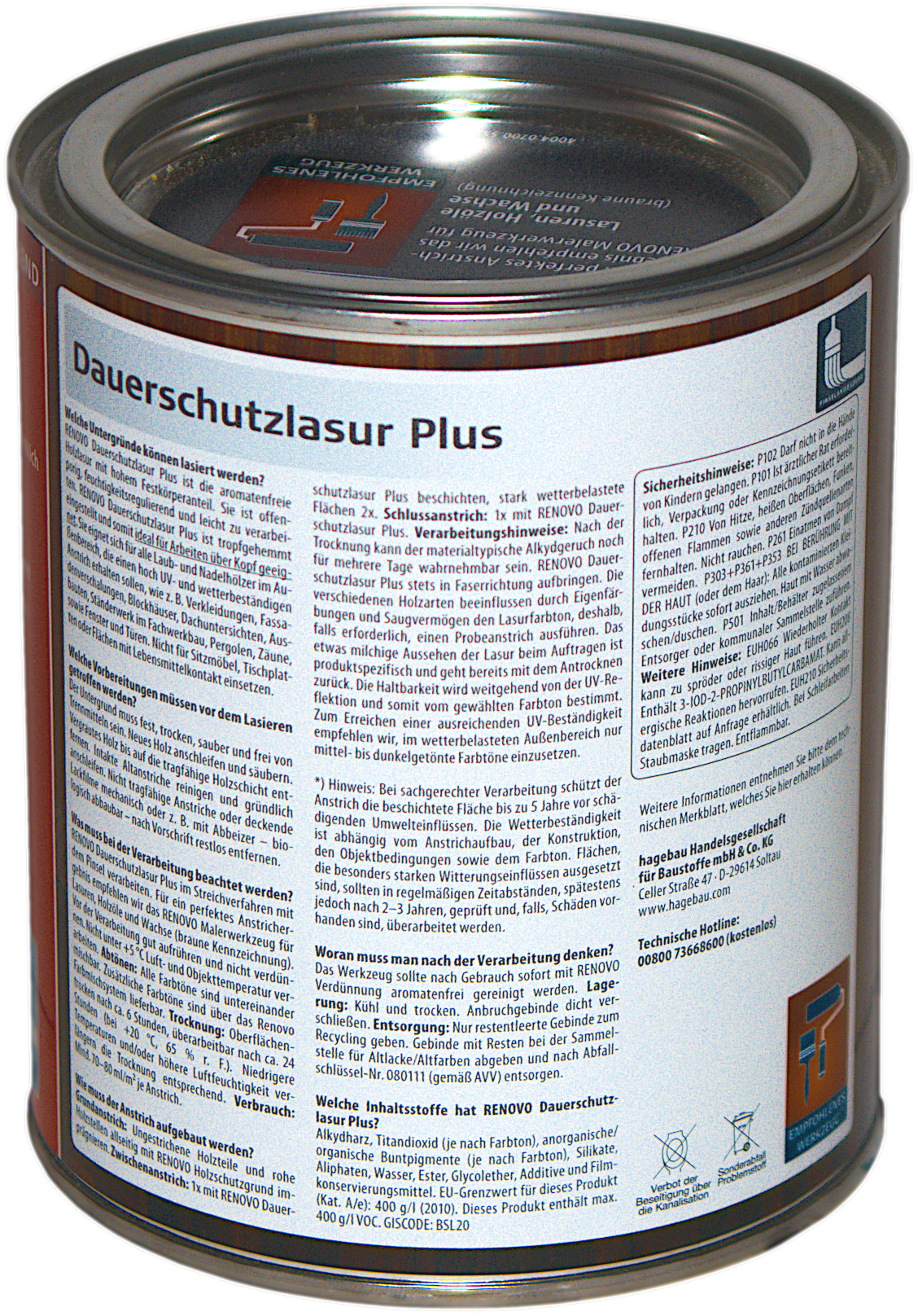 750ml Renovo Dauerschutzlasur PLUS Nr.8420 wenge