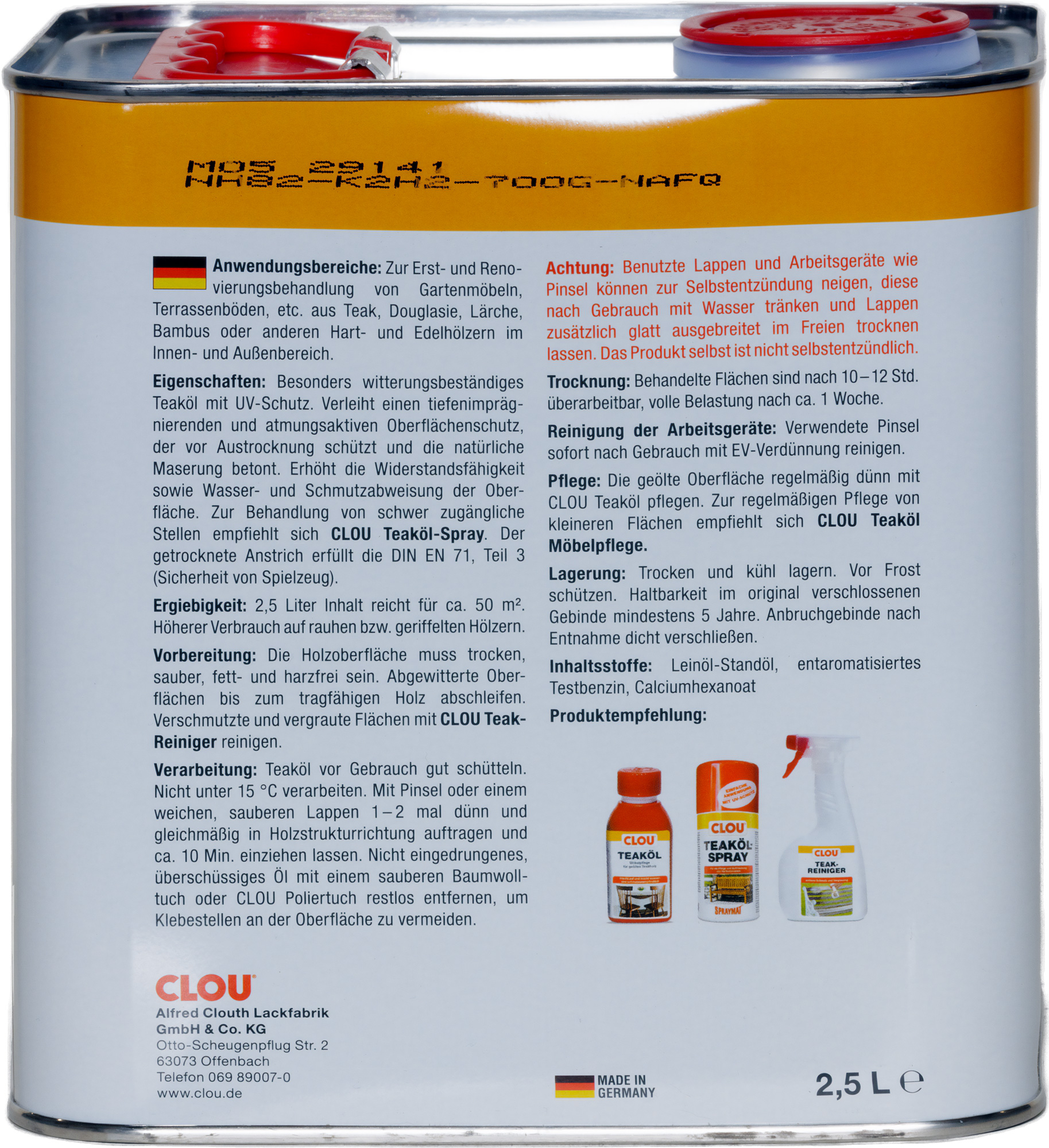 2,5L Clou Teaköl farblos