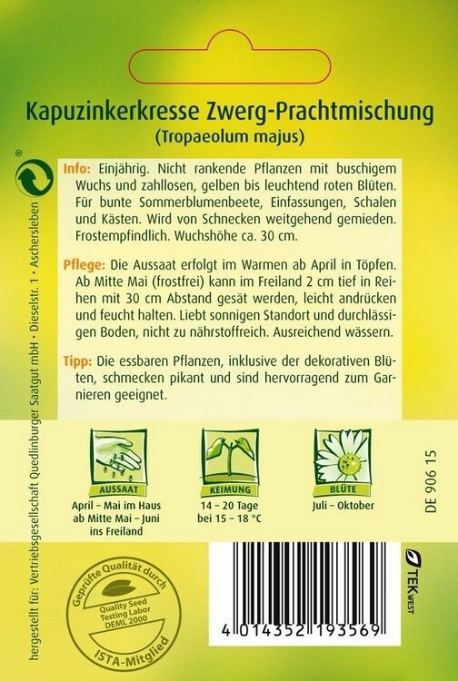 Kapuzinkerkresse Zwerg-Prachtmischung