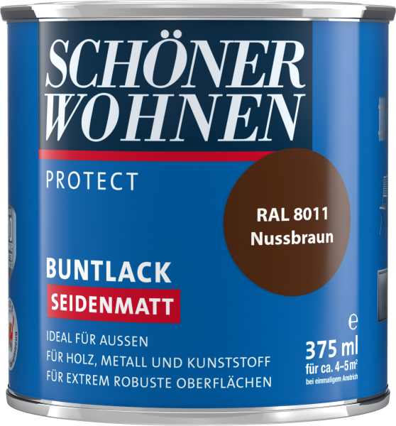 375ml Schöner Wohnen Protect Buntlack seidenmatt RAL 8011 Nussbraun