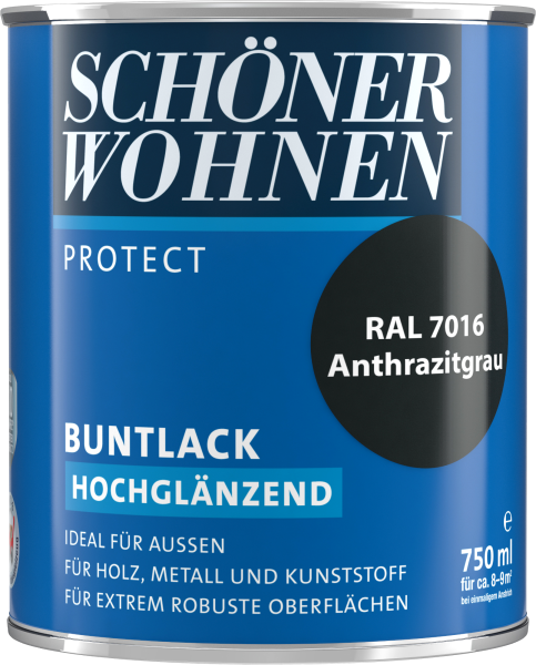 750ml Schöner Wohnen Protect Buntlack hochglänzend RAL 7016 Anthrazitgrau