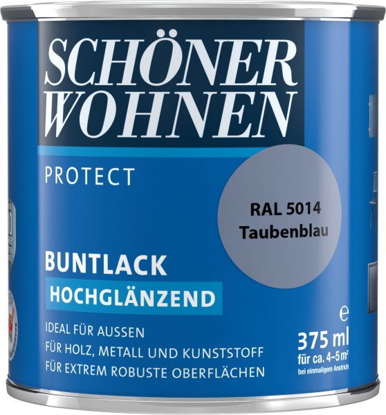 375ml Schöner Wohnen Protect Buntlack hochglänzend RAL 5014 Taubenblau