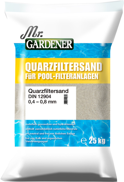 25kg Filtersand Körnung 0,4-0,8 mm Mr.Gardener