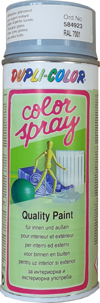 400ml DUPLI-COLOR Sprühlack Color Spray Silbergrau RAL 7001 glänzend,