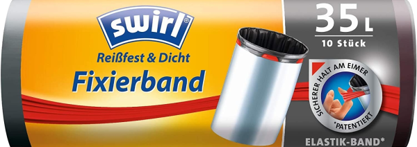 Swirl 35 Liter Fixierband-Müllbeutel R+D, (10/Rolle)